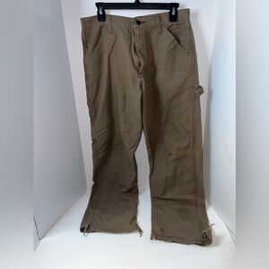 Russler Mens Carpenter Pants Khaki Workwear Rugged Size 32x32